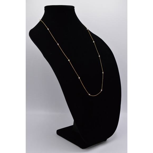 Trifari Vintage Station Necklace Gold Chain Clear Crystal Beaded Signed Bin6B - Picture 3 of 12